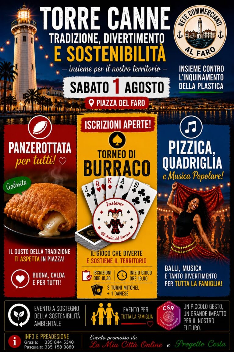 Torre Canne in festa tra gusto, gioco e tradizione: appuntamento al Faro sabato 1° agosto Torre Canne in festa tra gusto, gioco e tradizione: appuntamento al Faro sabato 1° agosto - Osservatorio Fasano