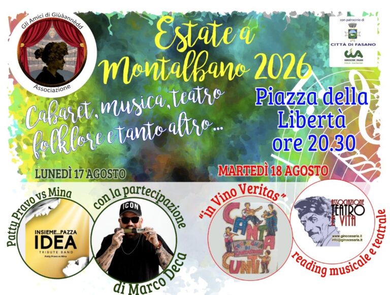 Al via il programma della “ESTATE A MONTALBANO 2026” Al via il programma della “ESTATE A MONTALBANO 2026” - Osservatorio Fasano
