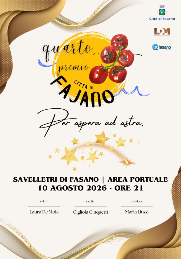 Il Premio Internazionale Fajano torna a Savelletri Il Premio Internazionale Fajano torna a Savelletri - Osservatorio Fasano