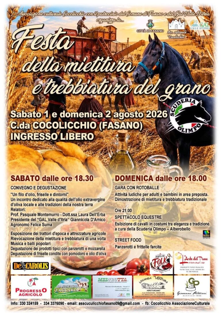 Il profumo del grano e il ritmo della terra: a Cocolicchio torna la magia della tradizione Il profumo del grano e il ritmo della terra: a Cocolicchio torna la magia della tradizione - Osservatorio Fasano