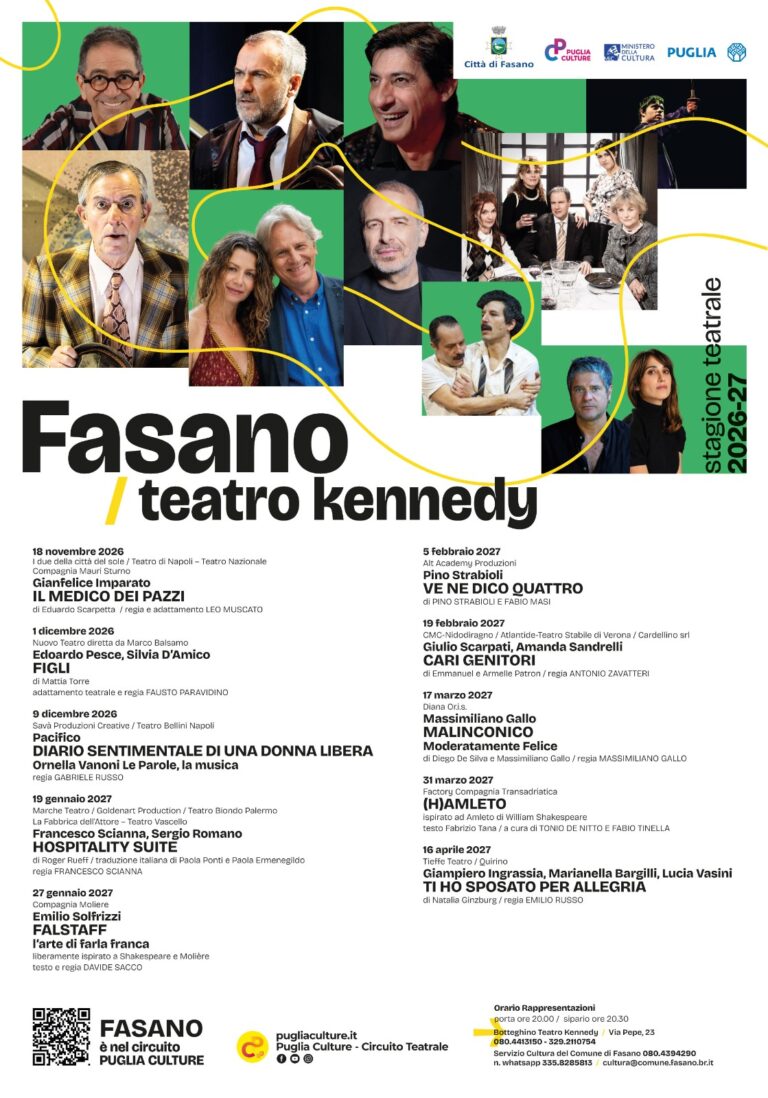 Presentata la stagione teatrale 2026/27 targata Comune di Fasano e Puglia Culture - Osservatorio Fasano