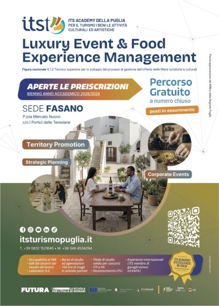 L’Alta Specializzazione sbarca a Fasano: al via il nuovo corso ITS per diventare manager degli eventi di lusso e del food L’Alta Specializzazione sbarca a Fasano: al via il nuovo corso ITS per diventare manager degli eventi di lusso e del food - Osservatorio Fasano