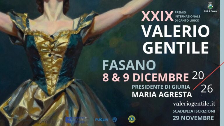 Aperte le iscrizioni al 29° Premio Internazionale di Canto Lirico “Valerio Gentile” Aperte le iscrizioni al 29° Premio Internazionale di Canto Lirico “Valerio Gentile” - Osservatorio Fasano