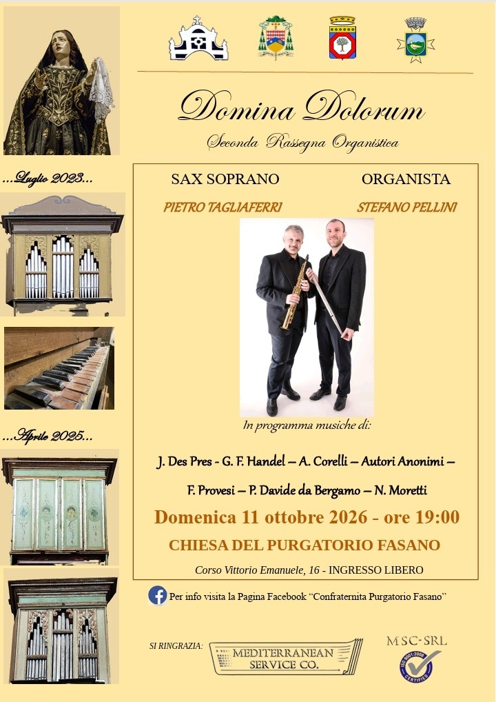 Rassegna Organistica “Domina Dolorum”: Domenica 11 Ottobre il 2° Appuntamento con il Progetto “Riverberi” Rassegna Organistica “Domina Dolorum”: Domenica 11 Ottobre il 2° Appuntamento con il Progetto “Riverberi” - Osservatorio Fasano
