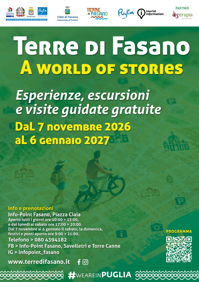 Turismo, ecco «Terre di Fasano – A World of Stories», esperienze gratuite per cittadini e viaggiatori in autunno e inverno - Osservatorio Fasano